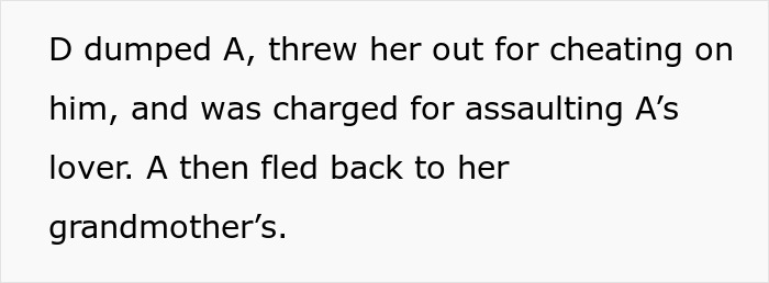 Text discussing dramatic relationship events and legal issues. Text discussing dramatic relationship events and legal issues.