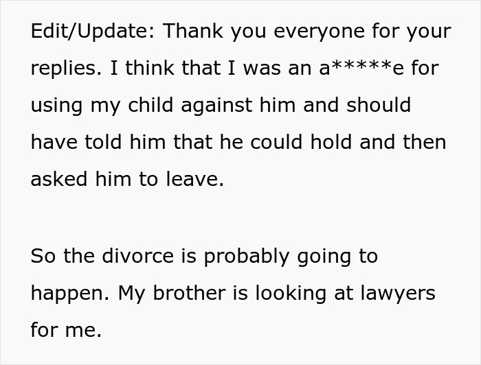 Text update about divorce plans and lawyer search after husband prioritized friend over child's birth. Text update about divorce plans and lawyer search after husband prioritized friend over child's birth.