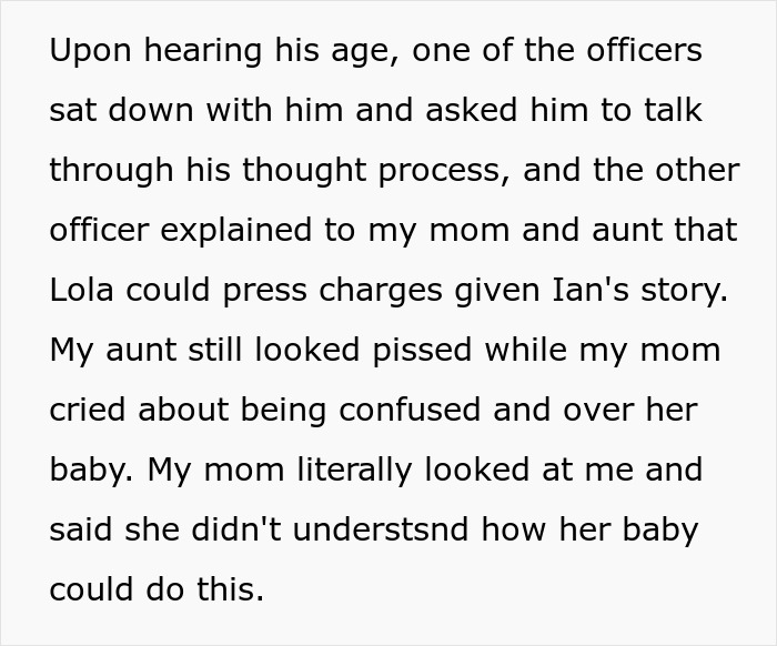 Text discussing family conflict after girlfriend retaliates against prank. Text discussing family conflict after girlfriend retaliates against prank.
