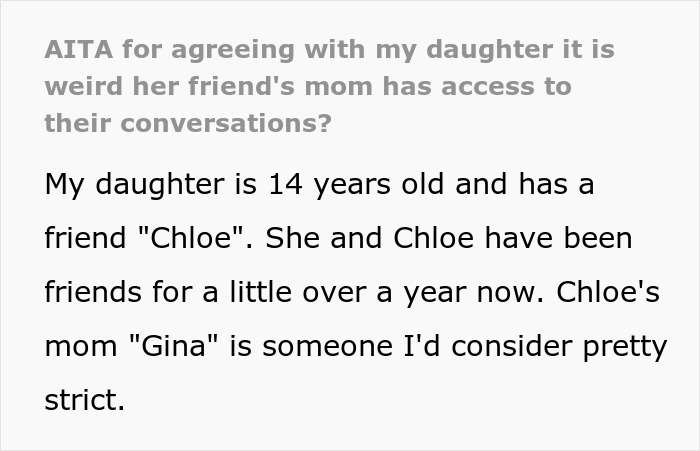 Text about a teen's reaction to a friend's mom monitoring phone conversations, sparking parental conflict. Text about a teen's reaction to a friend's mom monitoring phone conversations, sparking parental conflict.