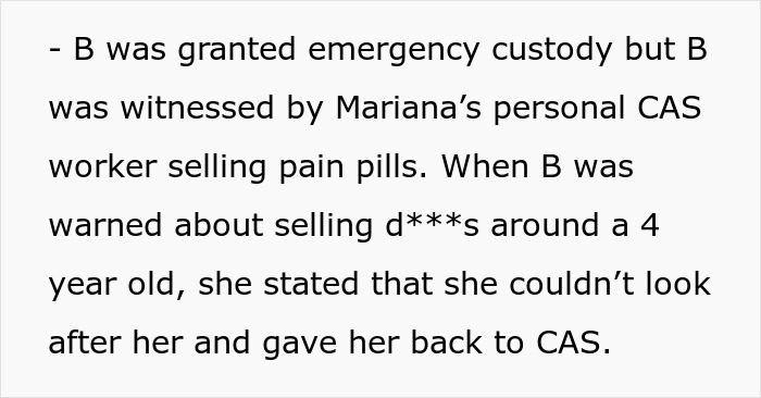 Text revealing custody and substance issues involving a child. Text revealing custody and substance issues involving a child.