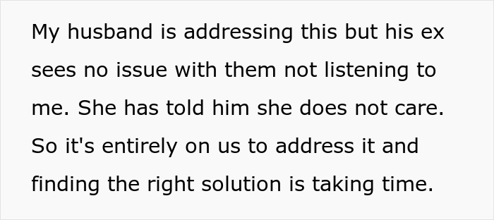 Text from stepmom about addressing family dynamics, highlighting intentional exclusion concerns, husband's involvement noted. Text from stepmom about addressing family dynamics, highlighting intentional exclusion concerns, husband's involvement noted.