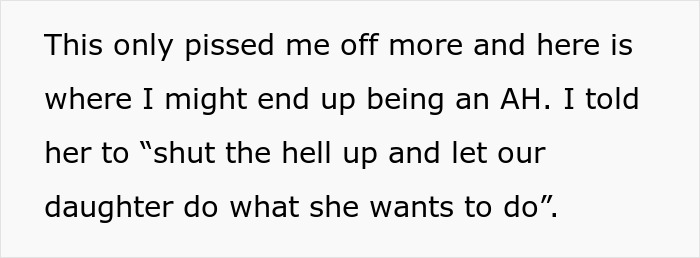 Text post showing a man expressing anger after defending his bi daughter against his wife's threats of divorce.