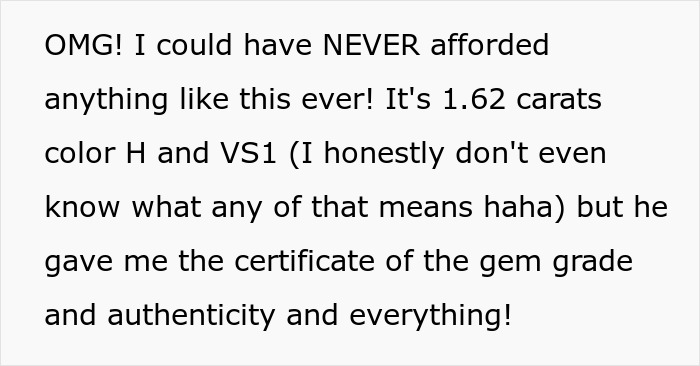Alt text: Close-up of a pricey 1.62 carat ring with gem certificate given by millionaire neighbor’s fiancée for $400. Alt text: Close-up of a pricey 1.62 carat ring with gem certificate given by millionaire neighbor’s fiancée for $400.
