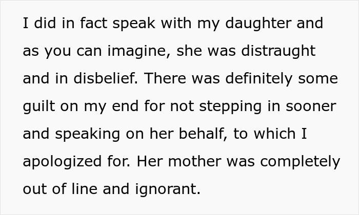 Text excerpt discussing a dad defending his bi daughter while criticizing the wife’s reaction and attitude.