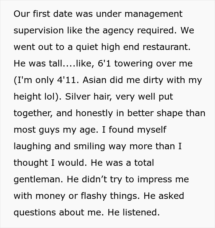 Text about a sugar daddy on a date, silver-haired and gentlemanly, making a surprising impression. Text about a sugar daddy on a date, silver-haired and gentlemanly, making a surprising impression.