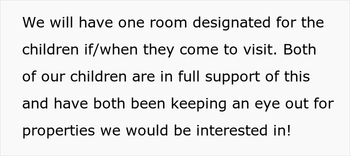 Text discussing plans for a designated room for visiting children, supported by both children. Text discussing plans for a designated room for visiting children, supported by both children.