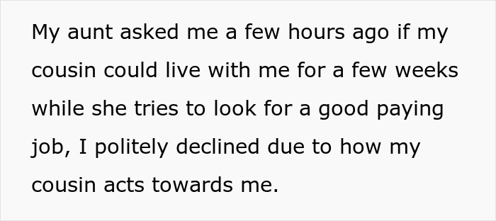 Text about a guy declining to take care of his autistic cousin due to their relationship dynamics. Text about a guy declining to take care of his autistic cousin due to their relationship dynamics.