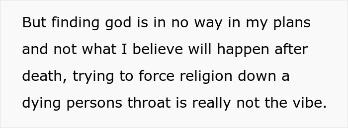 Text discussing religious beliefs with reference to a life-limiting situation and good credit score usage. Text discussing religious beliefs with reference to a life-limiting situation and good credit score usage.