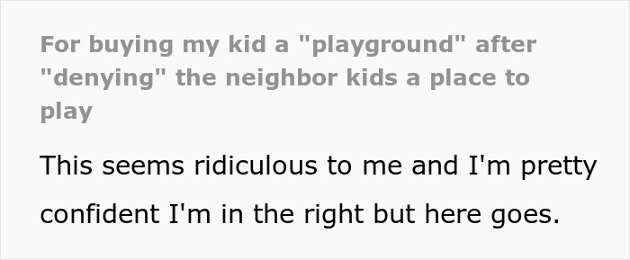 Text post discussing a woman buying a swing set for her kid amid friend accusing her of flexing wealth. Text post discussing a woman buying a swing set for her kid amid friend accusing her of flexing wealth.