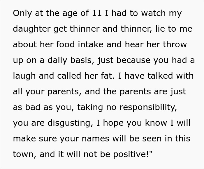 Text depicts a parent's account of their daughter's eating disorder and the lack of responsibility from others involved. Text depicts a parent's account of their daughter's eating disorder and the lack of responsibility from others involved.