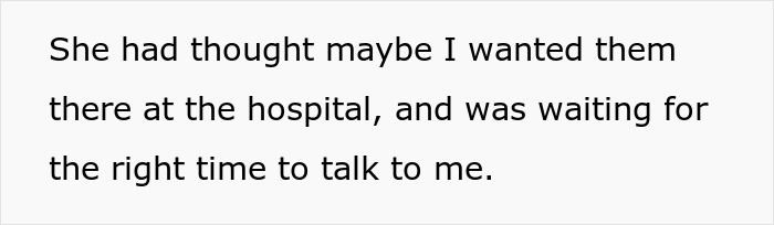 Text excerpt discussing a husband's confrontation of family over treatment of pregnant wife and birth exclusion. Text excerpt discussing a husband's confrontation of family over treatment of pregnant wife and birth exclusion.