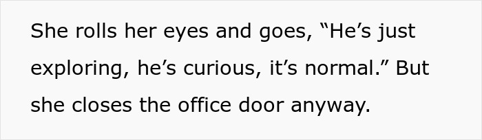 Text message between sisters; one closes office door to prevent nephew's damages. Text message between sisters; one closes office door to prevent nephew's damages.