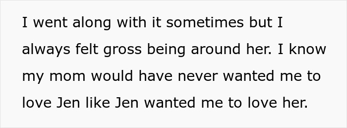 Text describing feelings about a stepmom who impacted life with an affair. Text describing feelings about a stepmom who impacted life with an affair.