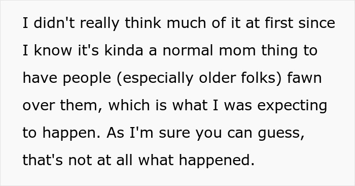 Text about a new mom facing unexpected reactions from older individuals, related to teen pregnancy perceptions. Text about a new mom facing unexpected reactions from older individuals, related to teen pregnancy perceptions.
