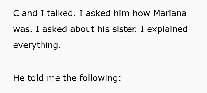 Text excerpt discussing a conversation about Mariana and her situation. Text excerpt discussing a conversation about Mariana and her situation.