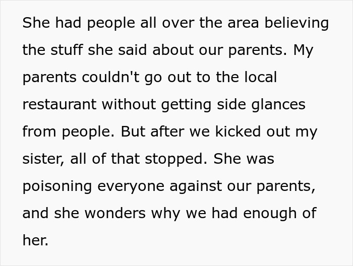 Text narrative describing family conflict and parental reputation damage. Text narrative describing family conflict and parental reputation damage.