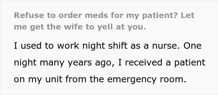 Nurse intervenes with furious wife when patient gets ignored by doctor. Nurse intervenes with furious wife when patient gets ignored by doctor.
