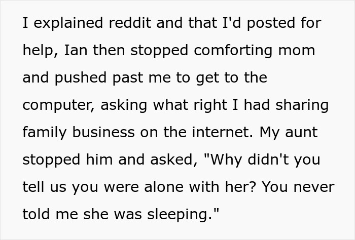 Text excerpt about family's reaction to sharing personal issues online after sibling prank conflict. Text excerpt about family's reaction to sharing personal issues online after sibling prank conflict.