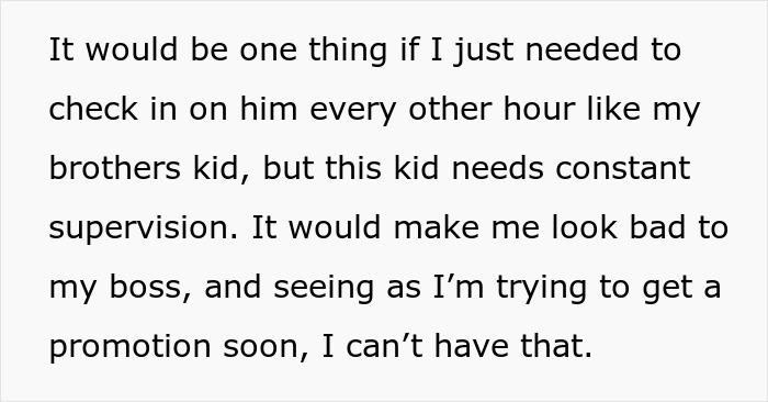 Text discussing babysitting brother's kids and work conflict. Text discussing babysitting brother's kids and work conflict.