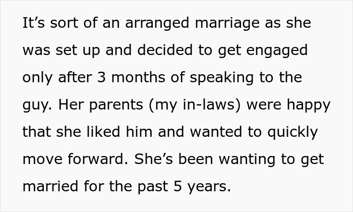 Text discussing arranged marriage and quick engagement, highlighting family happiness with the decision. Text discussing arranged marriage and quick engagement, highlighting family happiness with the decision.