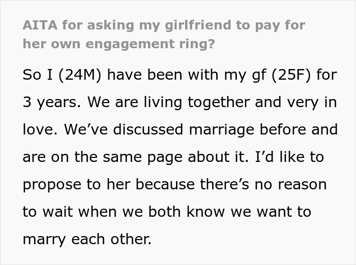 Guy Thinks GF's Money Is His Money, Asks Her To Buy Her Own Engagement Ring, She's Furious Guy Thinks GF's Money Is His Money, Asks Her To Buy Her Own Engagement Ring, She's Furious