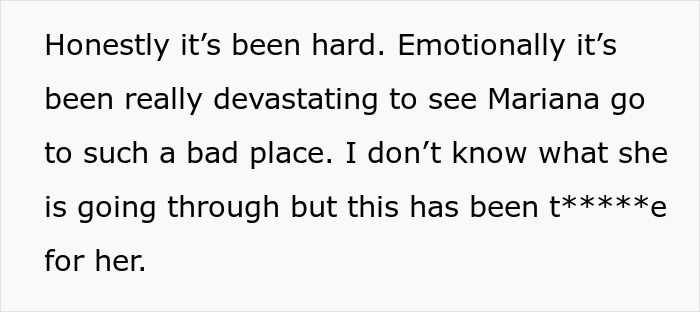 Text discussing emotional impact on Mariana after mother disappears for months. Text discussing emotional impact on Mariana after mother disappears for months.