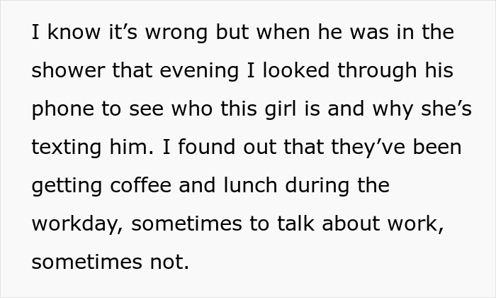 Alt text: Wife learns the truth about husband’s late-night drinks with just a coworker after checking his phone messages. Alt text: Wife learns the truth about husband’s late-night drinks with just a coworker after checking his phone messages.