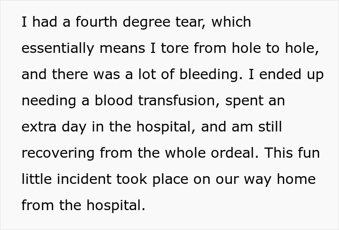 Text detailing a new mom's recovery story and challenges post-pregnancy. Text detailing a new mom's recovery story and challenges post-pregnancy.