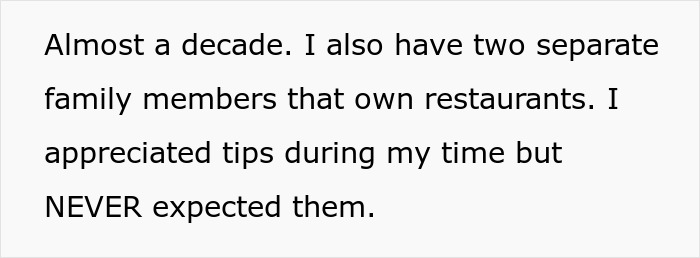 Text discussing restaurant tips and personal experience with family-owned restaurants. Text discussing restaurant tips and personal experience with family-owned restaurants.