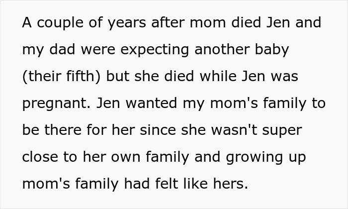 Text recounting events after stepdaughter's mom died and the impact on her relationship with stepmom and family. Text recounting events after stepdaughter's mom died and the impact on her relationship with stepmom and family.