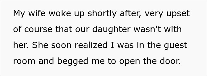 Text about a newborn, guest room, and a wife waking up upset. Text about a newborn, guest room, and a wife waking up upset.