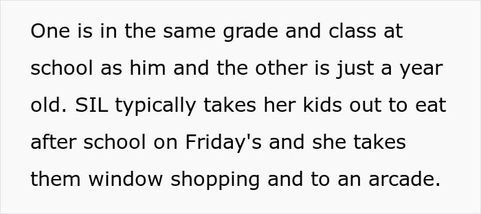 Text describing family activities like dining out and shopping, mentioning SIL and her kids. Text describing family activities like dining out and shopping, mentioning SIL and her kids.