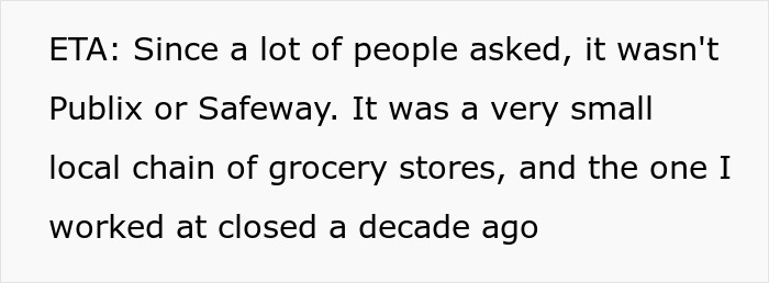 Text excerpt mentioning a small local grocery store chain that closed a decade ago. Text excerpt mentioning a small local grocery store chain that closed a decade ago.
