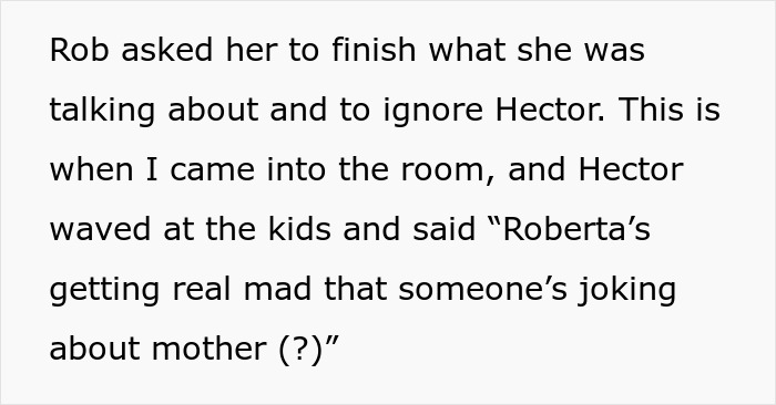 Text showing Rob telling someone to ignore Hector's childish behavior toward niece and nephew. Text showing Rob telling someone to ignore Hector's childish behavior toward niece and nephew.