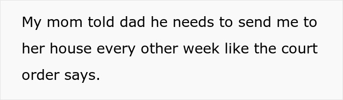 Text discussing a mom's wish for court-ordered visits despite family tensions. Text discussing a mom's wish for court-ordered visits despite family tensions.