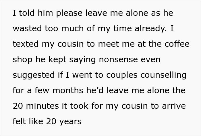 Text conversation about a breakup, featuring a woman asking her ex to leave her alone after wasting nine years. Text conversation about a breakup, featuring a woman asking her ex to leave her alone after wasting nine years.