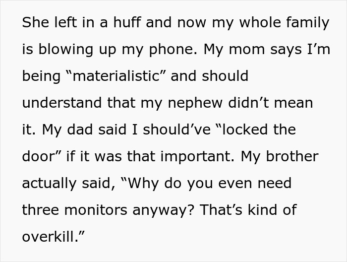 Text conversation revealing family drama after hosting sister and nephew, resulting in $2,000 damages. Text conversation revealing family drama after hosting sister and nephew, resulting in $2,000 damages.