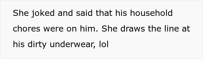 Text about household chores and a son's dirty laundry humor. Text about household chores and a son's dirty laundry humor.
