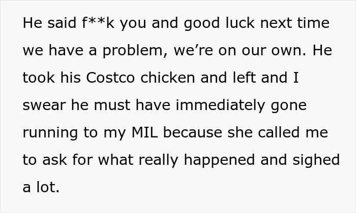 Text describing a man acting childish, troubling relatives, and seeking support from his mother-in-law. Text describing a man acting childish, troubling relatives, and seeking support from his mother-in-law.