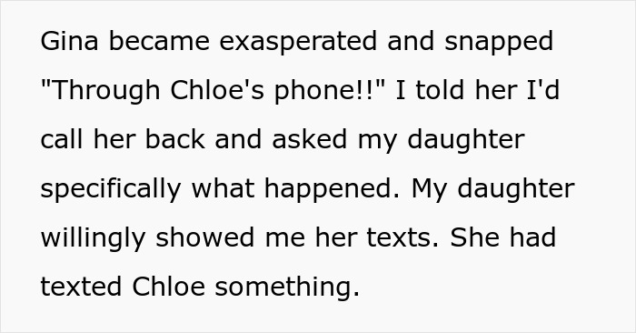 Text exchange about a teen calling a friend's mom a weirdo for checking her phone, causing parental conflict. Text exchange about a teen calling a friend's mom a weirdo for checking her phone, causing parental conflict.