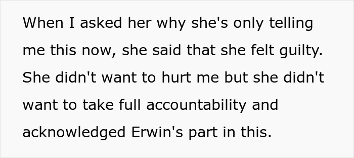 Text discussing a bride learning about a bet made by her fiancé and best friend, expressing guilt and shared accountability. Text discussing a bride learning about a bet made by her fiancé and best friend, expressing guilt and shared accountability.