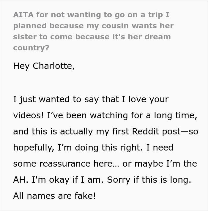 Text screenshot about cousin's trip plan and wedding invitation issues. Text screenshot about cousin's trip plan and wedding invitation issues.