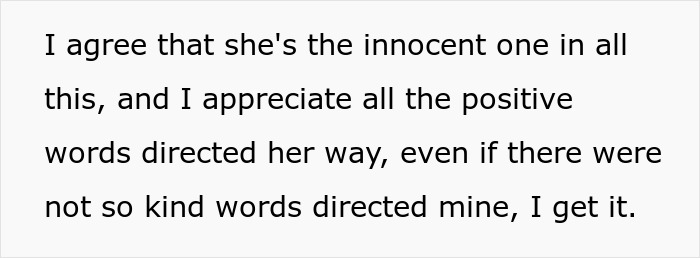 Text excerpt showing a heartfelt message about innocence and kindness related to treatment of pregnant wife in family conflict. Text excerpt showing a heartfelt message about innocence and kindness related to treatment of pregnant wife in family conflict.
