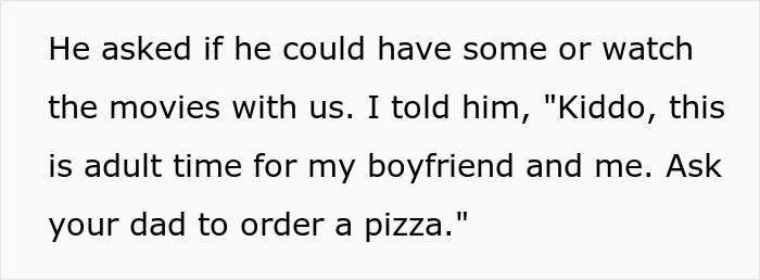 Text exchange about housemate's child intruding on personal time, involving a conversation about pizza. Text exchange about housemate's child intruding on personal time, involving a conversation about pizza.