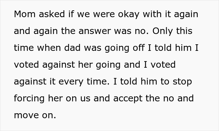 Text from a 16-year-old expressing feelings about stepfamily dynamics and vacation plans. Text from a 16-year-old expressing feelings about stepfamily dynamics and vacation plans.