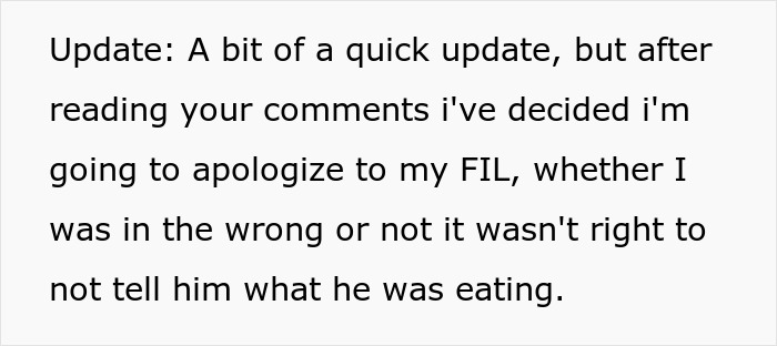 Text update about apologizing to FIL after vegetarian meatballs incident. Text update about apologizing to FIL after vegetarian meatballs incident.