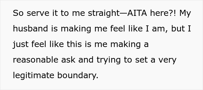 Text discussing setting boundaries with husband's presence at home. Text discussing setting boundaries with husband's presence at home.