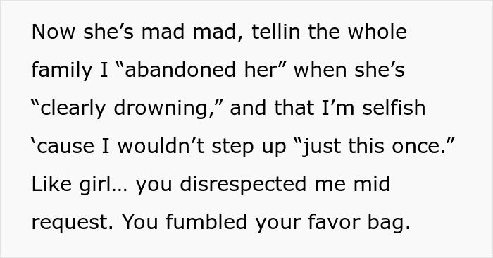 Text excerpt discussing a family argument about stress and babysitting responsibilities. Text excerpt discussing a family argument about stress and babysitting responsibilities.