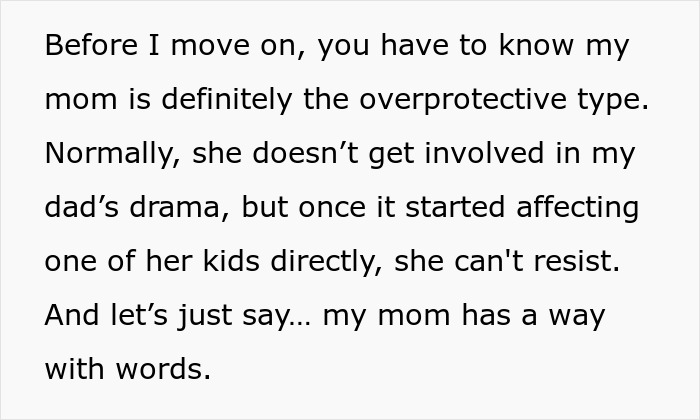 Text describing a mom's protective nature and involvement in family drama to defend her kids. Text describing a mom's protective nature and involvement in family drama to defend her kids.